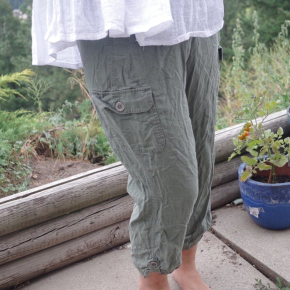 Green Cargo Chico's Linen Blend Plus Size - Picture 3 of 6